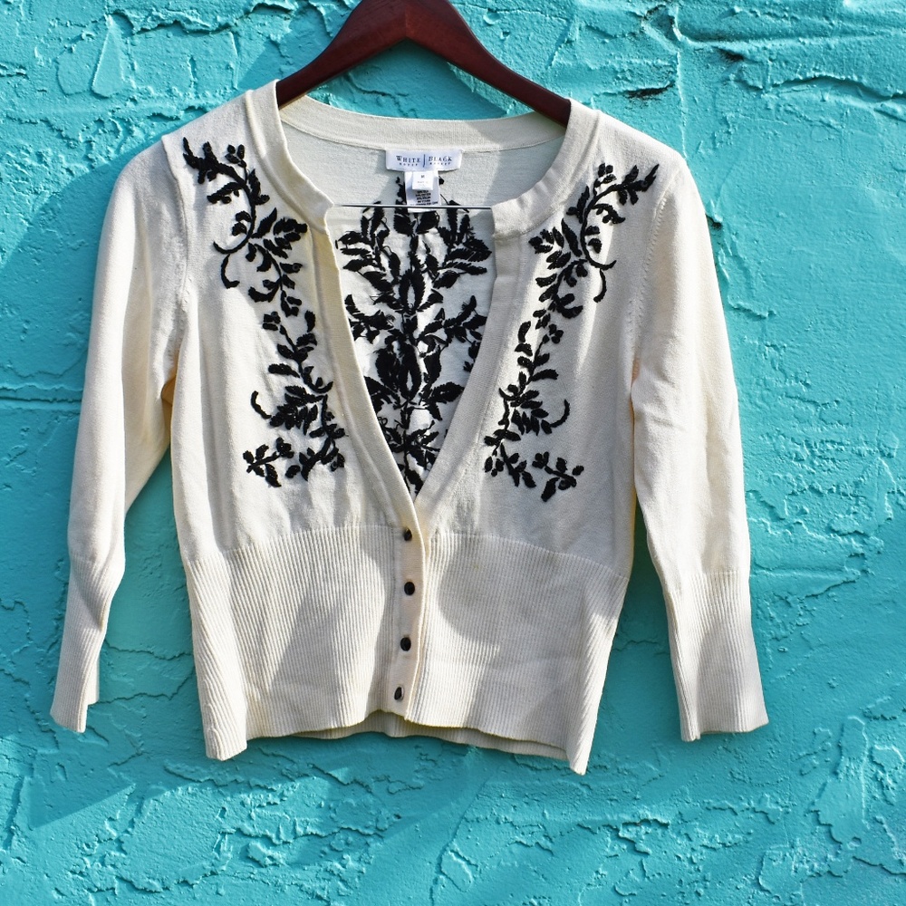 White House Black Market embroidered Cardigan